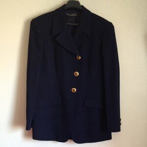Tahari 100% Wool Navy Asymmetric Suit Made in USA
